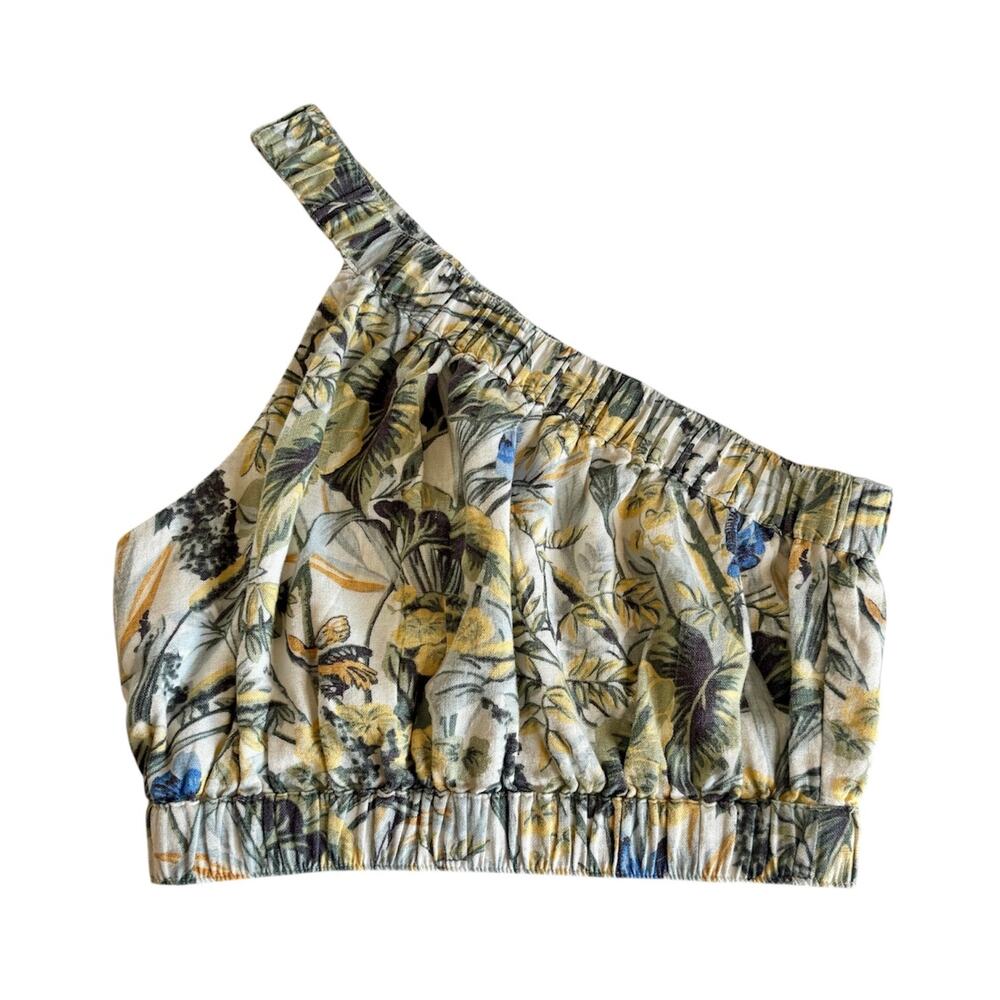 Abercrombie & Fitch One-Shoulder Boho Tropical Floral Cropped Tank Top XS NWT